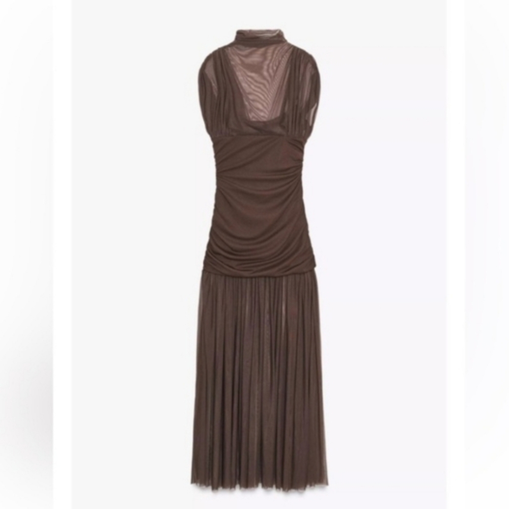 Zara COMBINATION DRAPED MAXI DRESS SIZE S - Picture 14 of 16